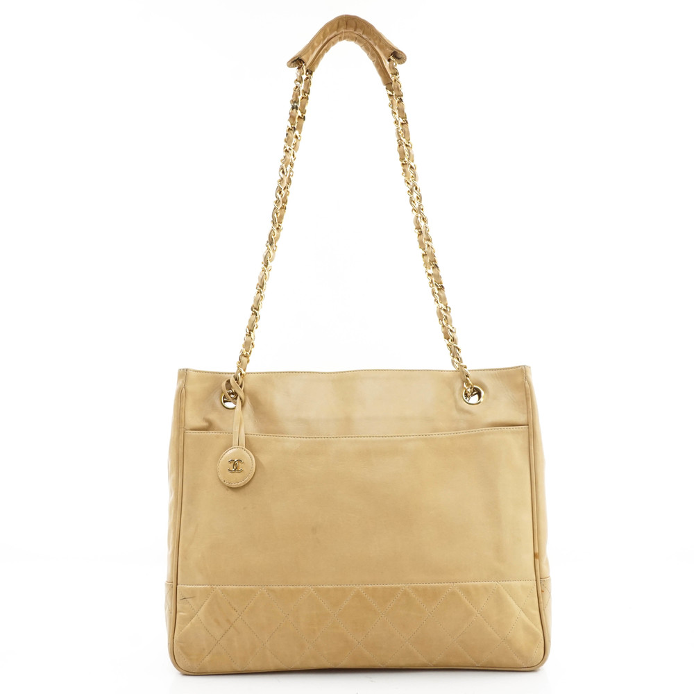 Auth Chanel Shoulder Bag Leather Beige #27241C46